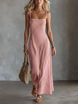 Giulia | Vestido Geométrico Azul y Rosa