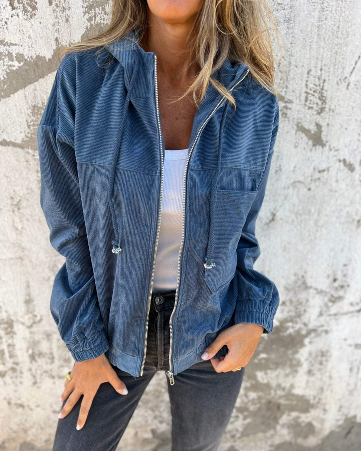 Amario Invierno | Chaqueta de corduroy con capucha y cierre de cremallera