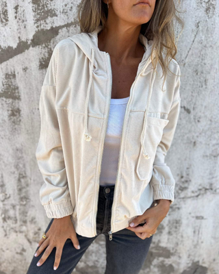 Amario Invierno | Chaqueta de corduroy con capucha y cierre de cremallera