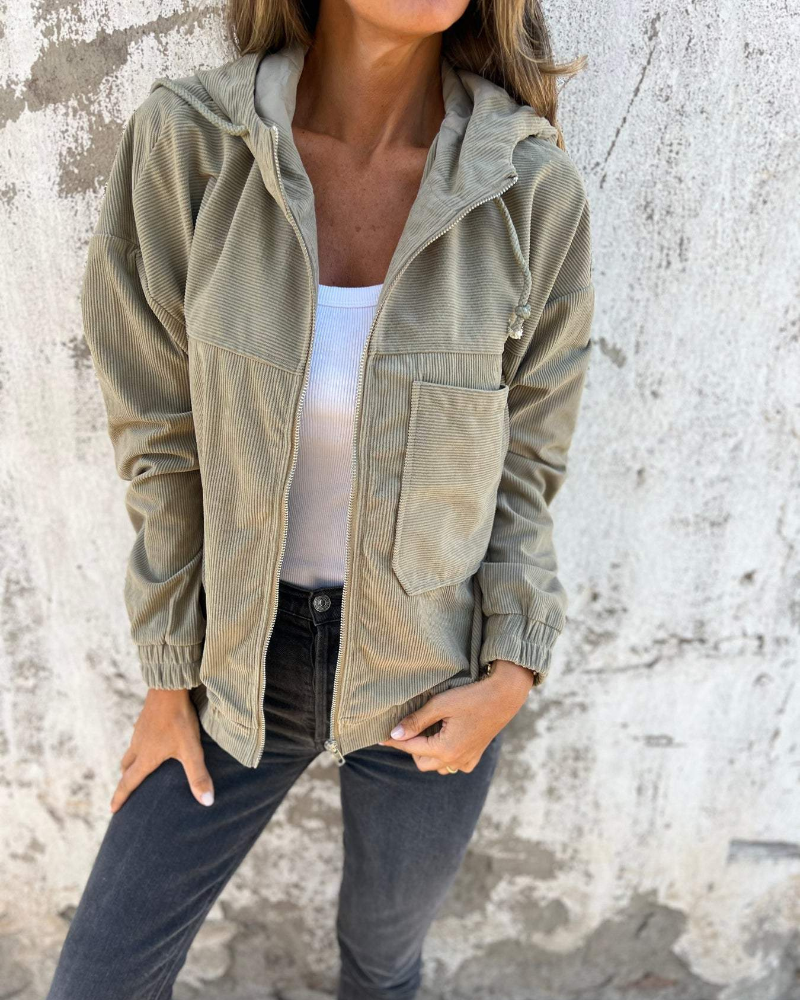 Amario Invierno | Chaqueta de corduroy con capucha y cierre de cremallera
