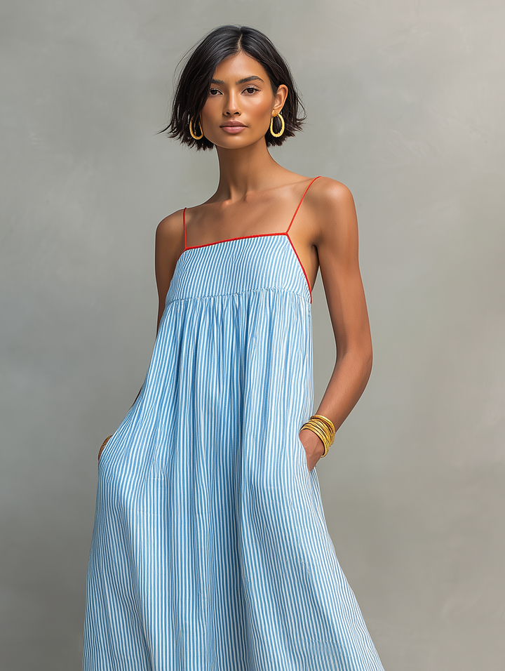 Federica | Vestido Rayas Azul y Verde