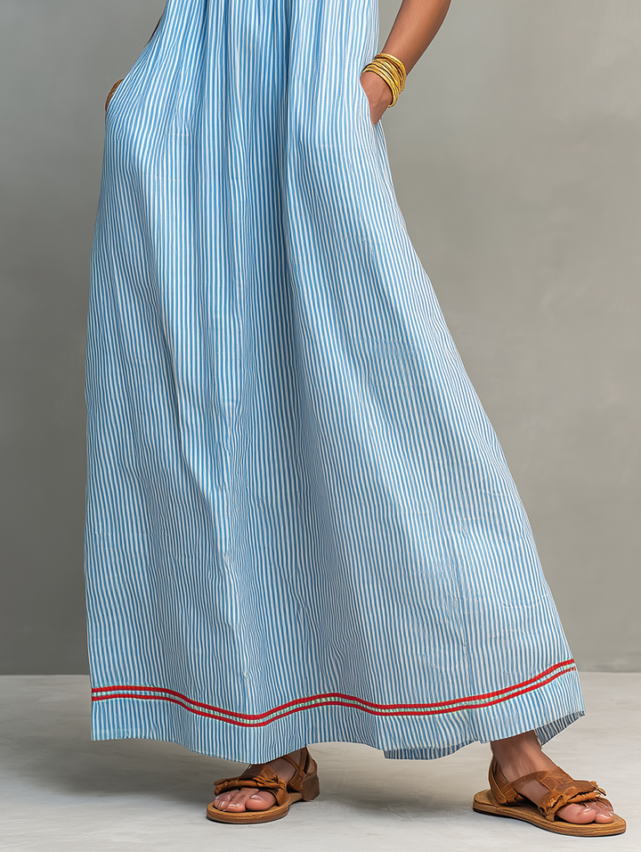Federica | Vestido Rayas Azul y Verde