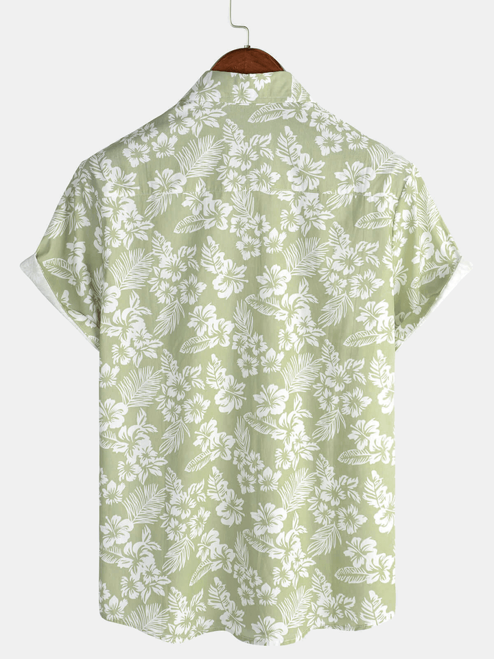 Camiseta hawaiana de manga corta con diseño floral