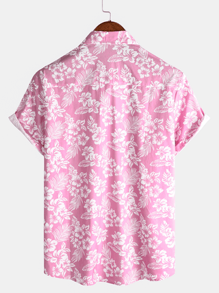 Camiseta hawaiana de manga corta con diseño floral