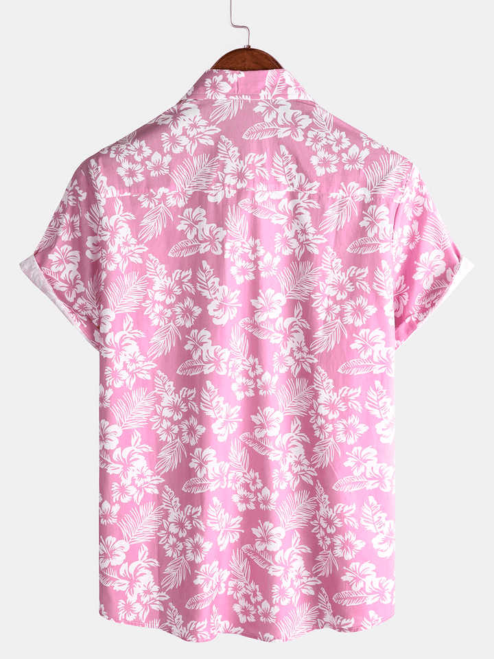 Camiseta hawaiana de manga corta con diseño floral
