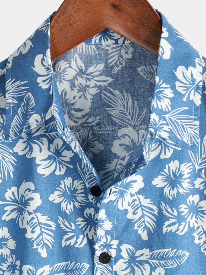 Camiseta hawaiana de manga corta con diseño floral