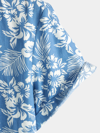 Camiseta hawaiana de manga corta con diseño floral