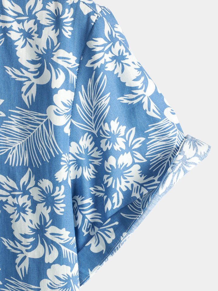 Camiseta hawaiana de manga corta con diseño floral