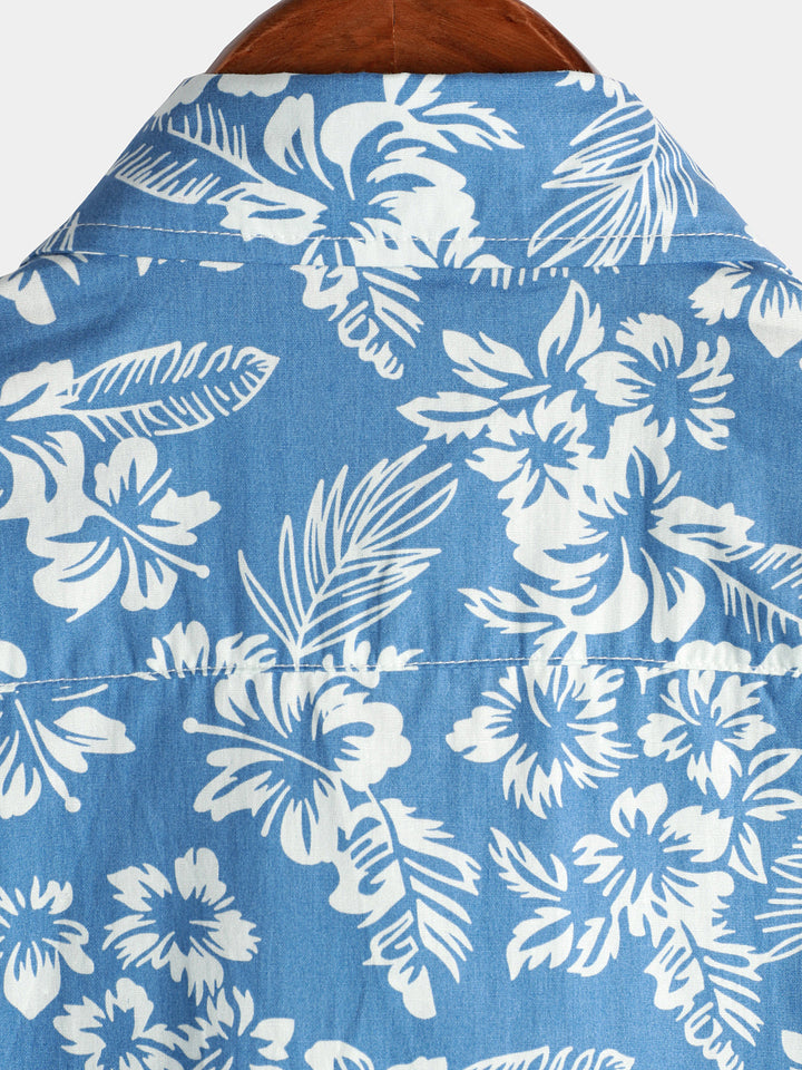 Camiseta hawaiana de manga corta con diseño floral