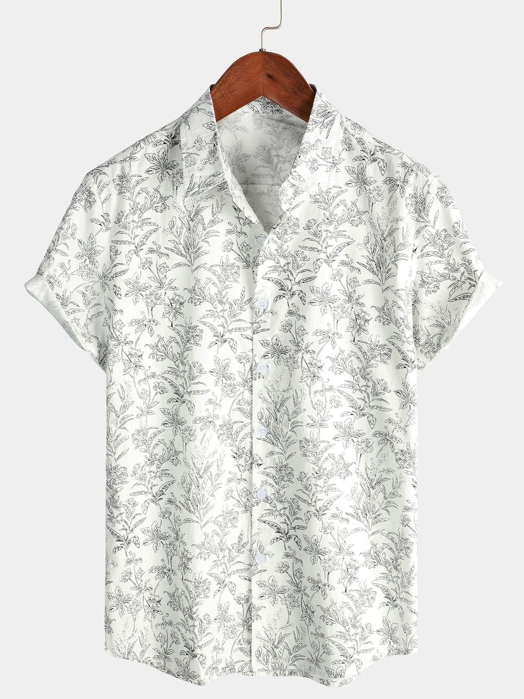 Camiseta de Algodón de Estilo Hawaiano con Mangas Cortas