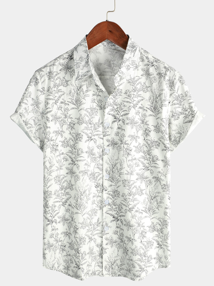 Camiseta de Algodón de Estilo Hawaiano con Mangas Cortas