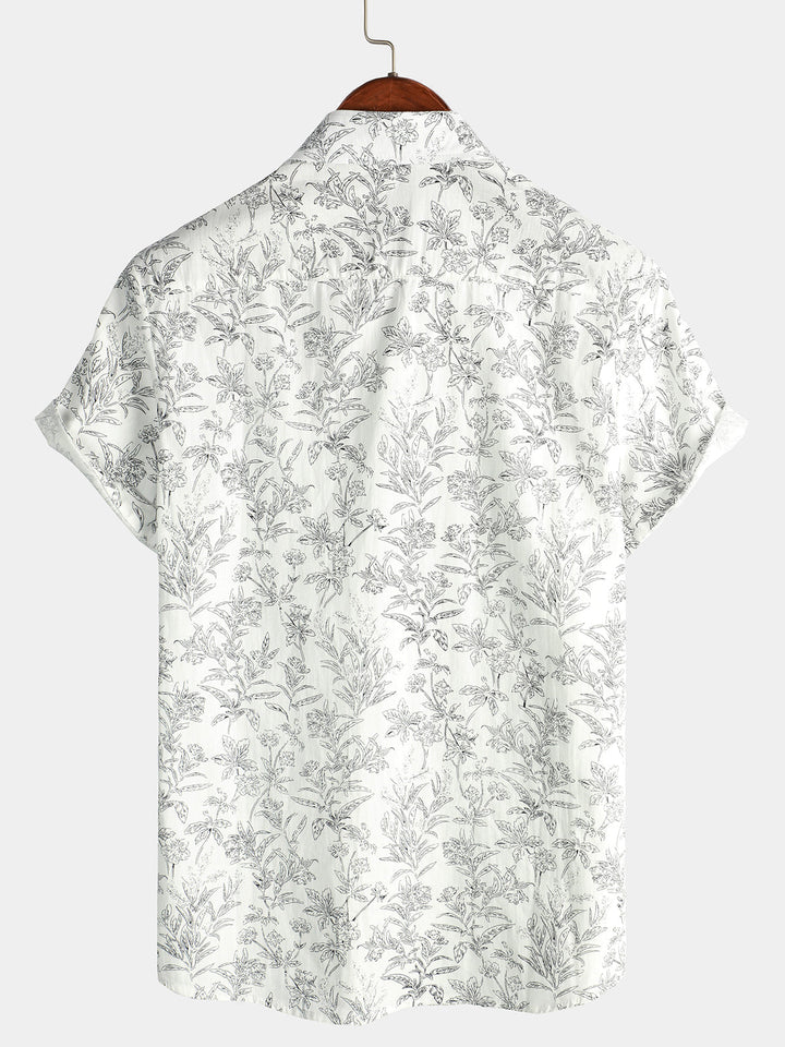 Camiseta de Algodón de Estilo Hawaiano con Mangas Cortas