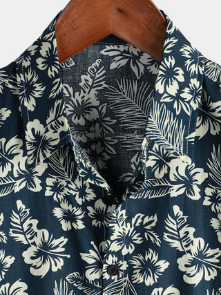 Camiseta de Algodón de Estilo Hawaiano con Mangas Cortas