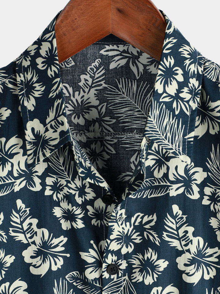 Camiseta de Algodón de Estilo Hawaiano con Mangas Cortas