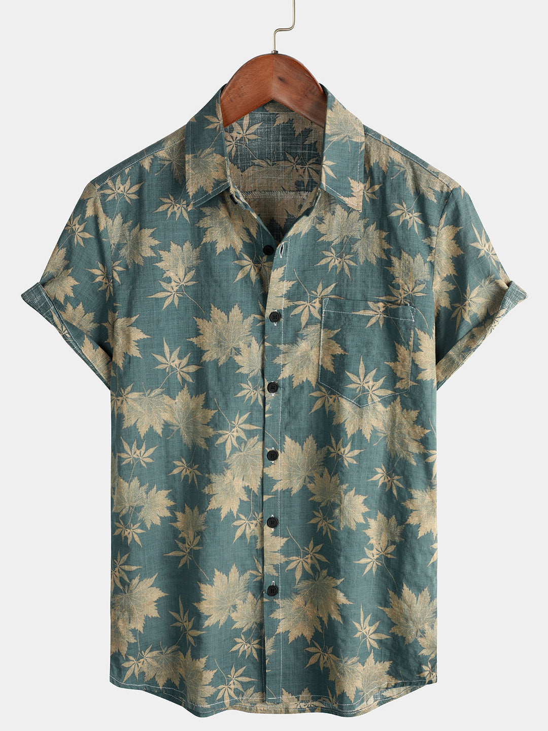 Camiseta de Algodón de Estilo Hawaiano con Mangas Cortas