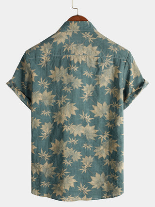 Camiseta de Algodón de Estilo Hawaiano con Mangas Cortas