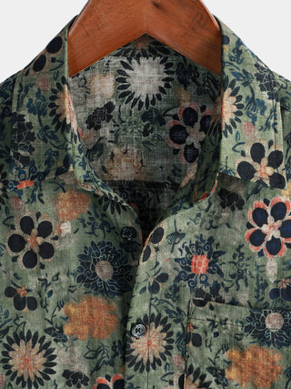 Camiseta de Algodón de Estilo Hawaiano con Mangas Cortas