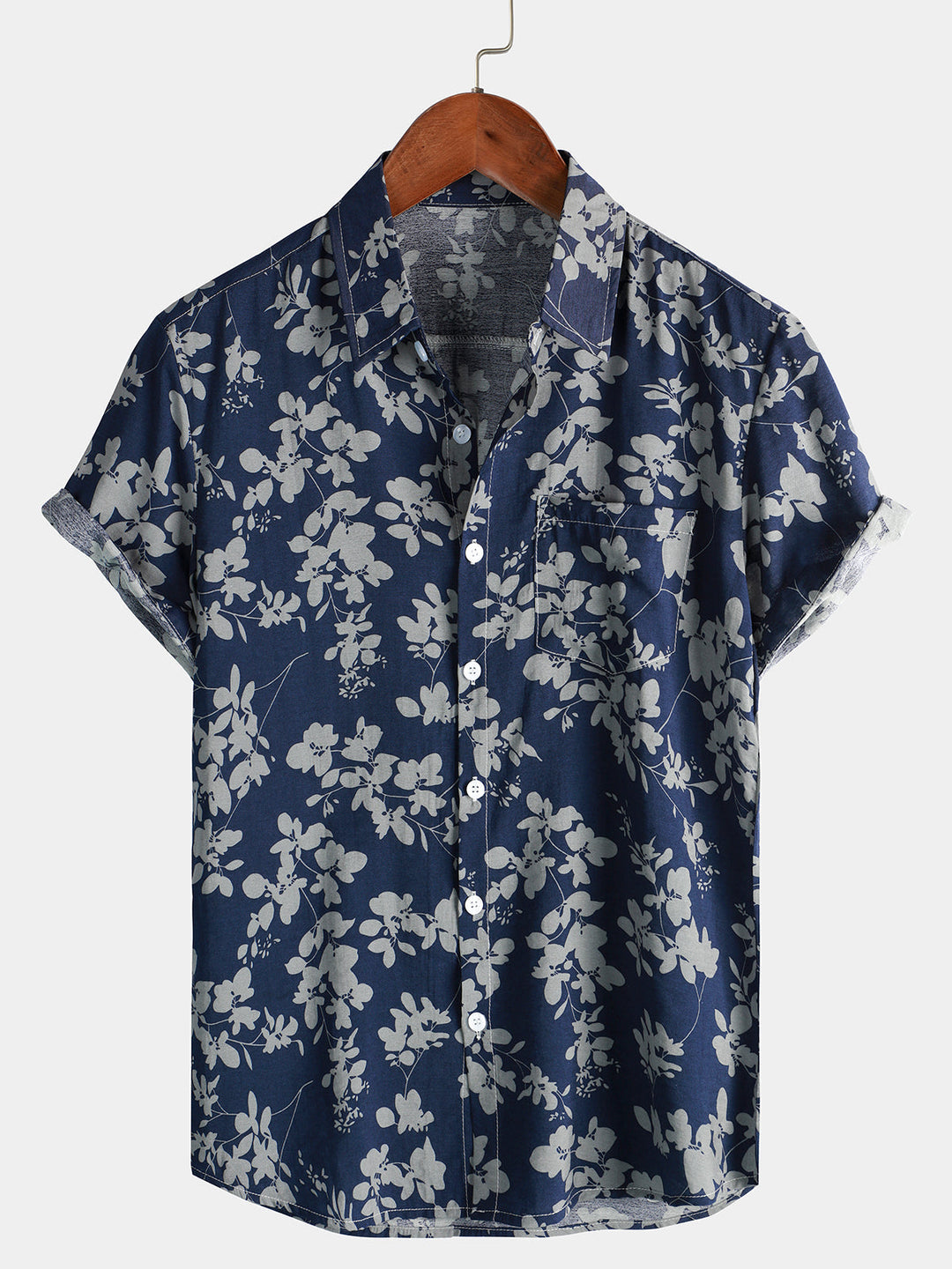 Camiseta de Algodón de Estilo Hawaiano con Mangas Cortas
