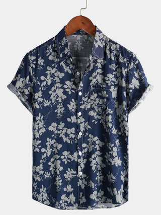 Camiseta de Algodón de Estilo Hawaiano con Mangas Cortas