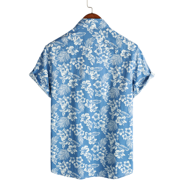 Camiseta hawaiana de manga corta con diseño floral