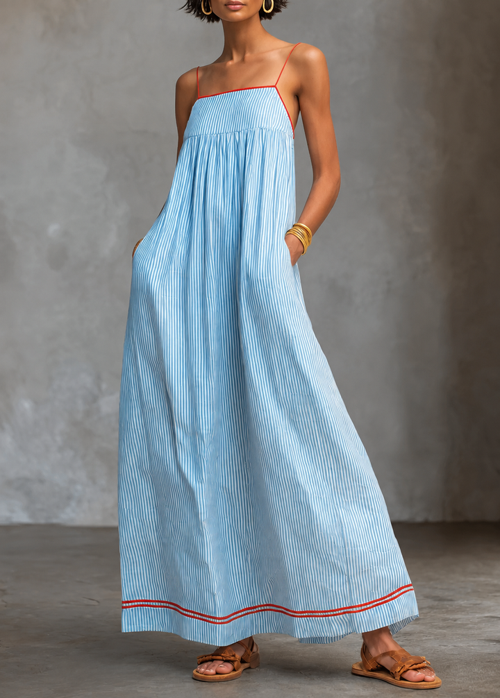 Federica | Vestido Rayas Azul y Verde