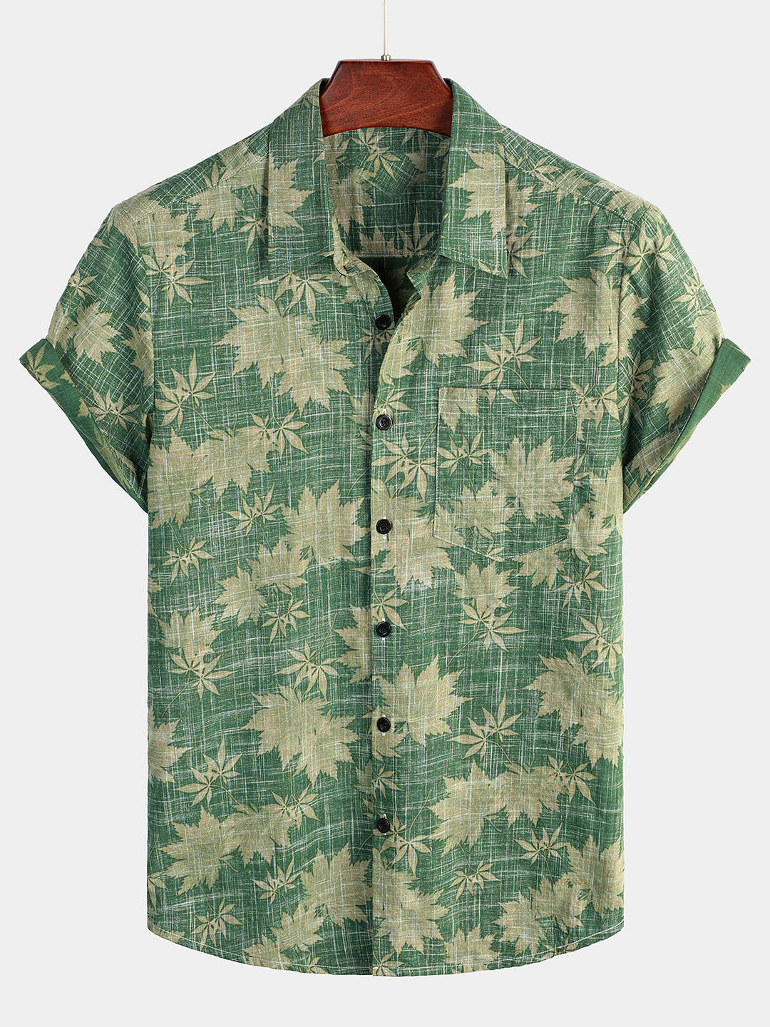 Camiseta de Algodón de Estilo Hawaiano con Mangas Cortas
