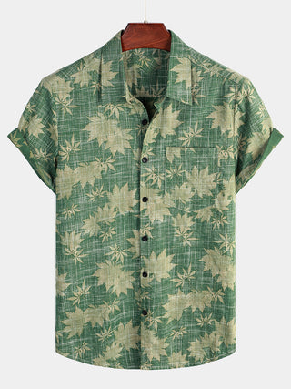 Camiseta de Algodón de Estilo Hawaiano con Mangas Cortas