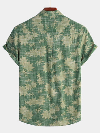 Camiseta de Algodón de Estilo Hawaiano con Mangas Cortas