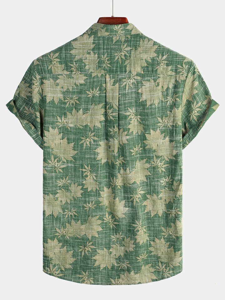 Camiseta de Algodón de Estilo Hawaiano con Mangas Cortas