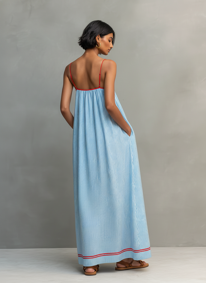 Federica | Vestido Rayas Azul y Verde