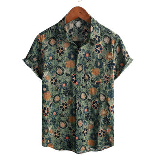 Camiseta de Algodón de Estilo Hawaiano con Mangas Cortas