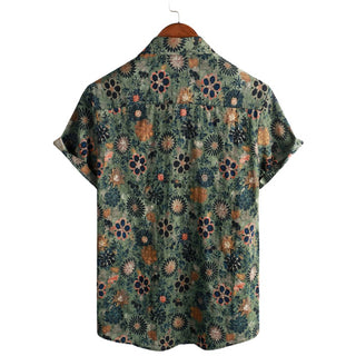 Camiseta de Algodón de Estilo Hawaiano con Mangas Cortas
