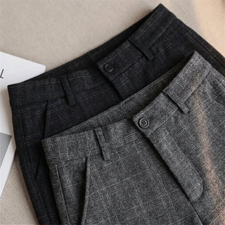 Pantalones Elegantes de Vestir con Estampado a Cuadros