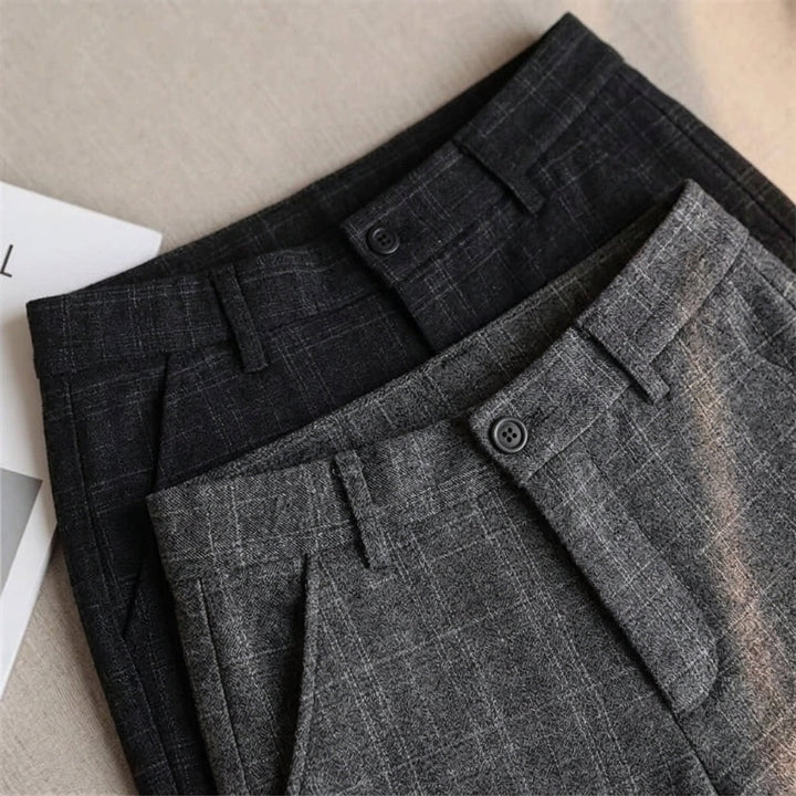 Pantalones Elegantes de Vestir con Estampado a Cuadros