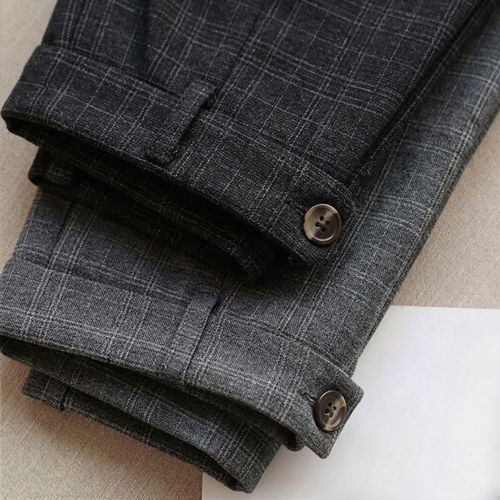 Pantalones Elegantes de Vestir con Estampado a Cuadros