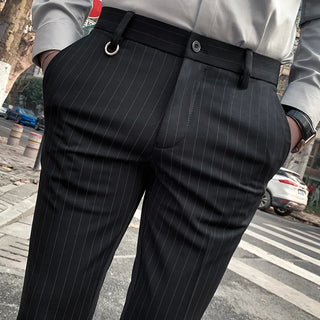 Pantalones de vestir slim-straight con rayas
