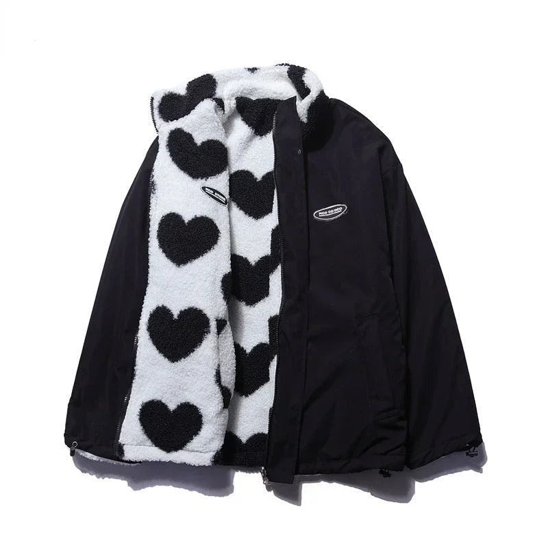 Amario Invierno | Chaqueta reversible con diseño de corazones