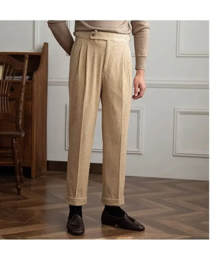Pantalones de Cintura Alta con Pliegues de Nápoles