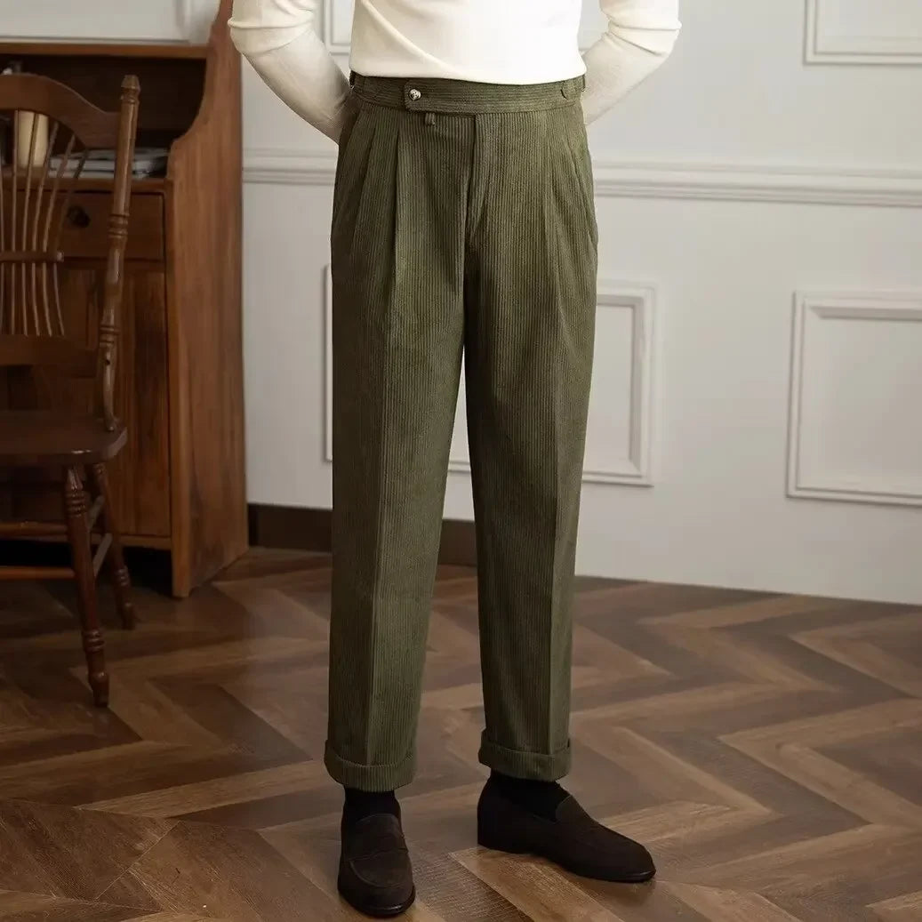 Pantalones de Cintura Alta con Pliegues de Nápoles