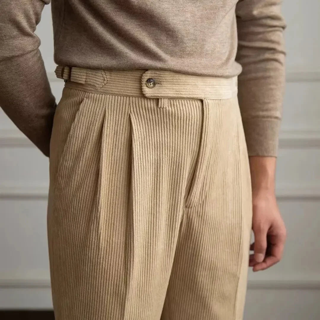 Pantalones de Cintura Alta con Pliegues de Nápoles