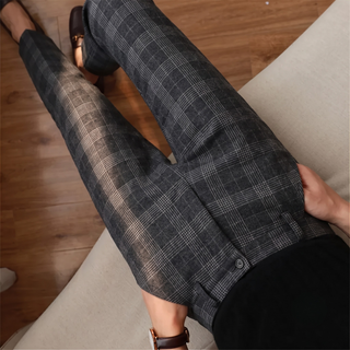 Pantalones Elegantes de Vestir con Estampado a Cuadros