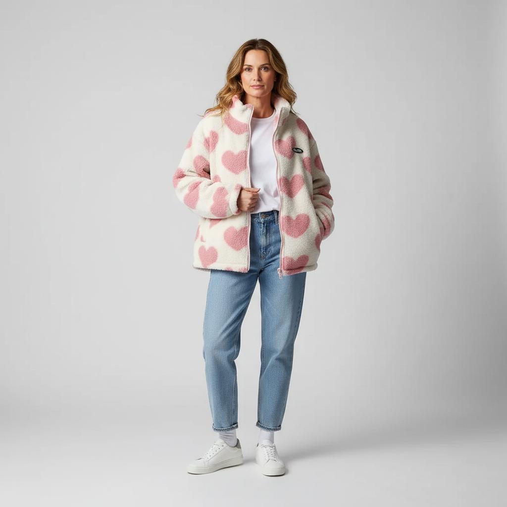 Amario Invierno | Chaqueta reversible con diseño de corazones