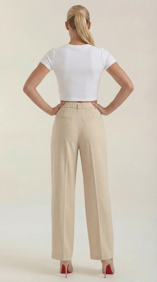 Courtney | Pantalón plisado de cintura alta