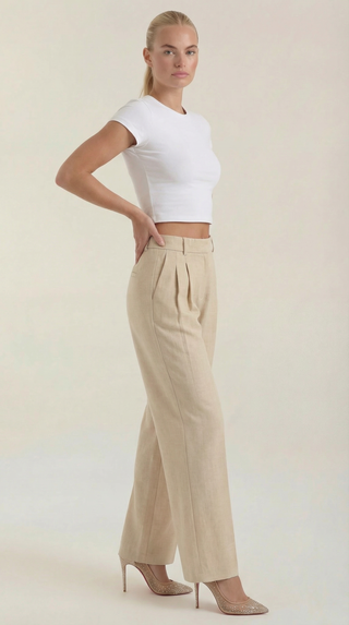 Courtney | Pantalón plisado de cintura alta