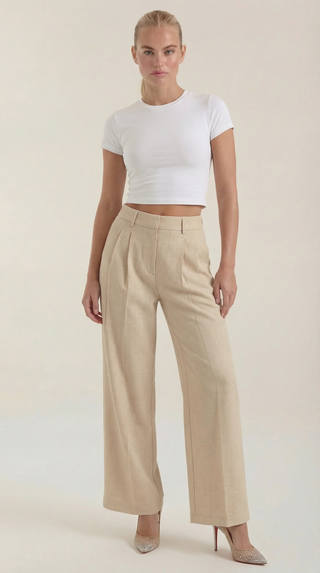 Courtney | Pantalón plisado de cintura alta