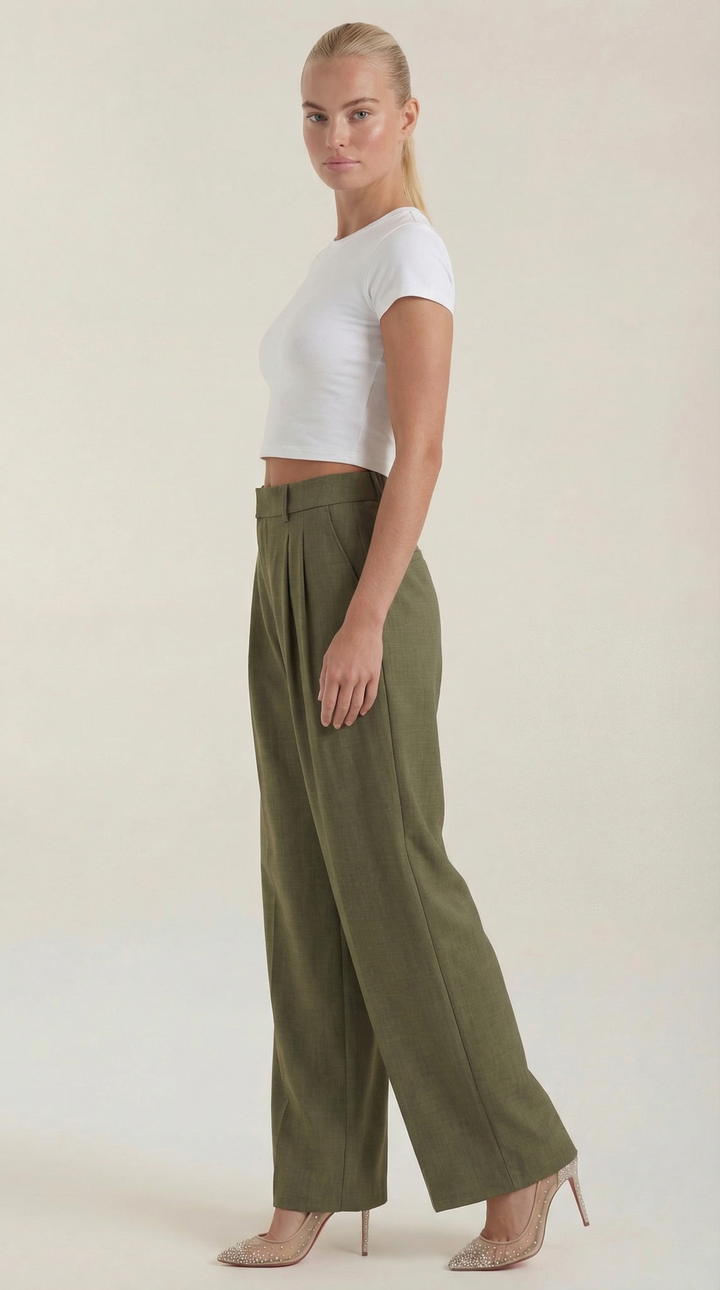 Courtney | Pantalón plisado de cintura alta