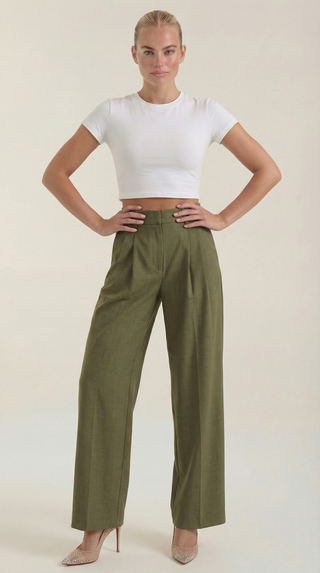 Courtney | Pantalón plisado de cintura alta