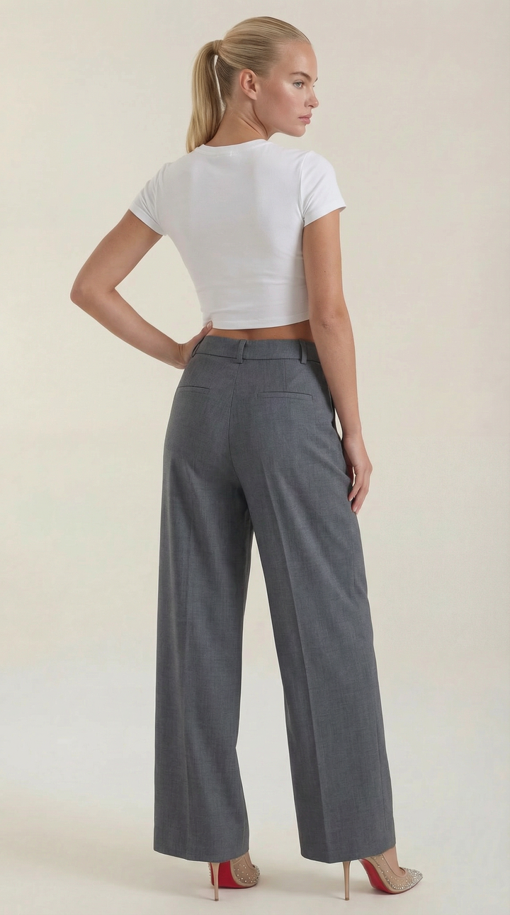 Courtney | Pantalón plisado de cintura alta