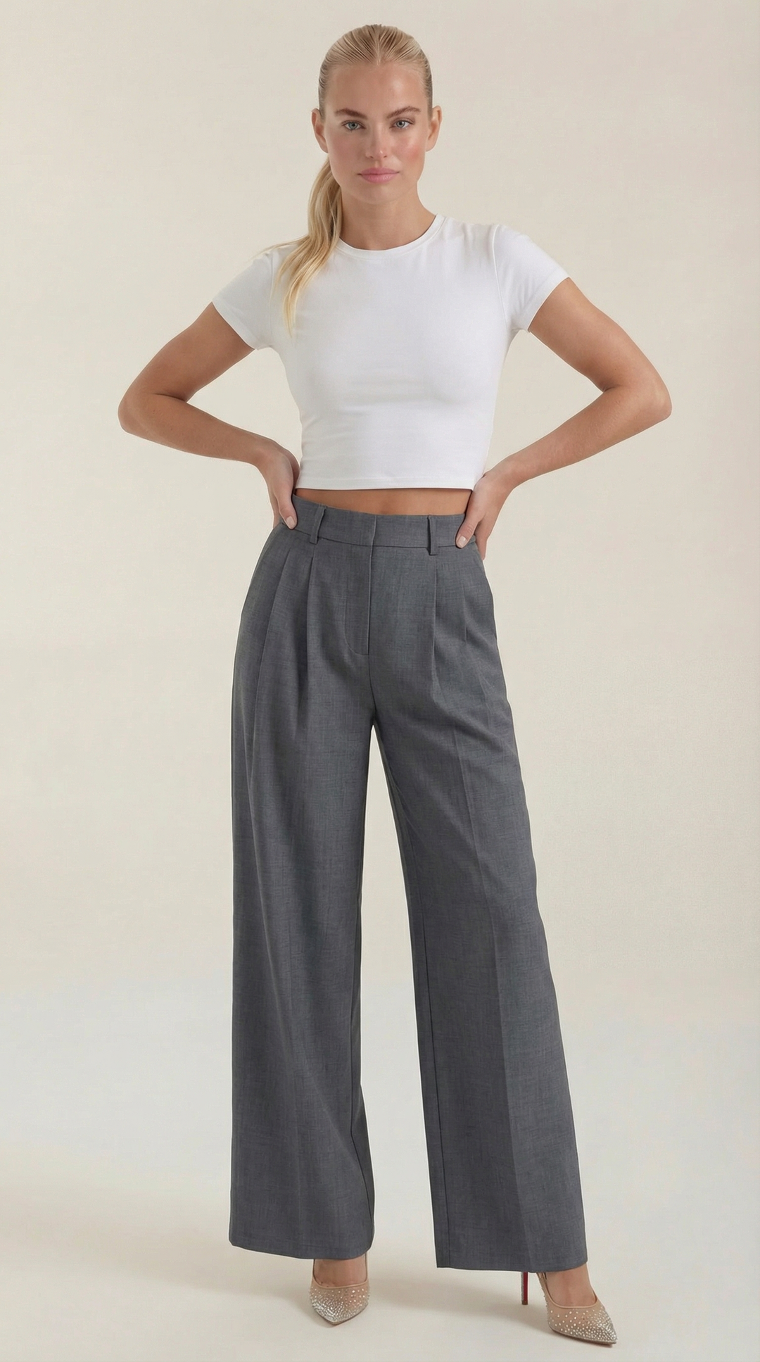 Courtney | Pantalón plisado de cintura alta
