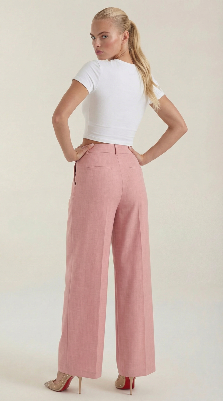 Courtney | Pantalón plisado de cintura alta